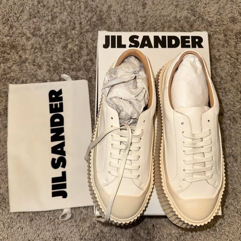 BRAND NEW Jill Sander Size 38 White Leather Platform Shoes